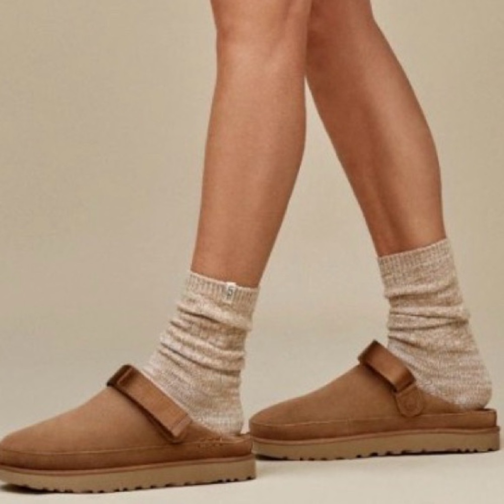 UGG Tasman Slingback Clog in Chestnut Suede with Cream Sole - Picture 4 of 8